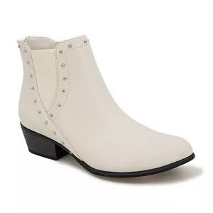 White Ankle Boots Studded